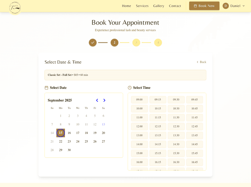 Date and time selection
